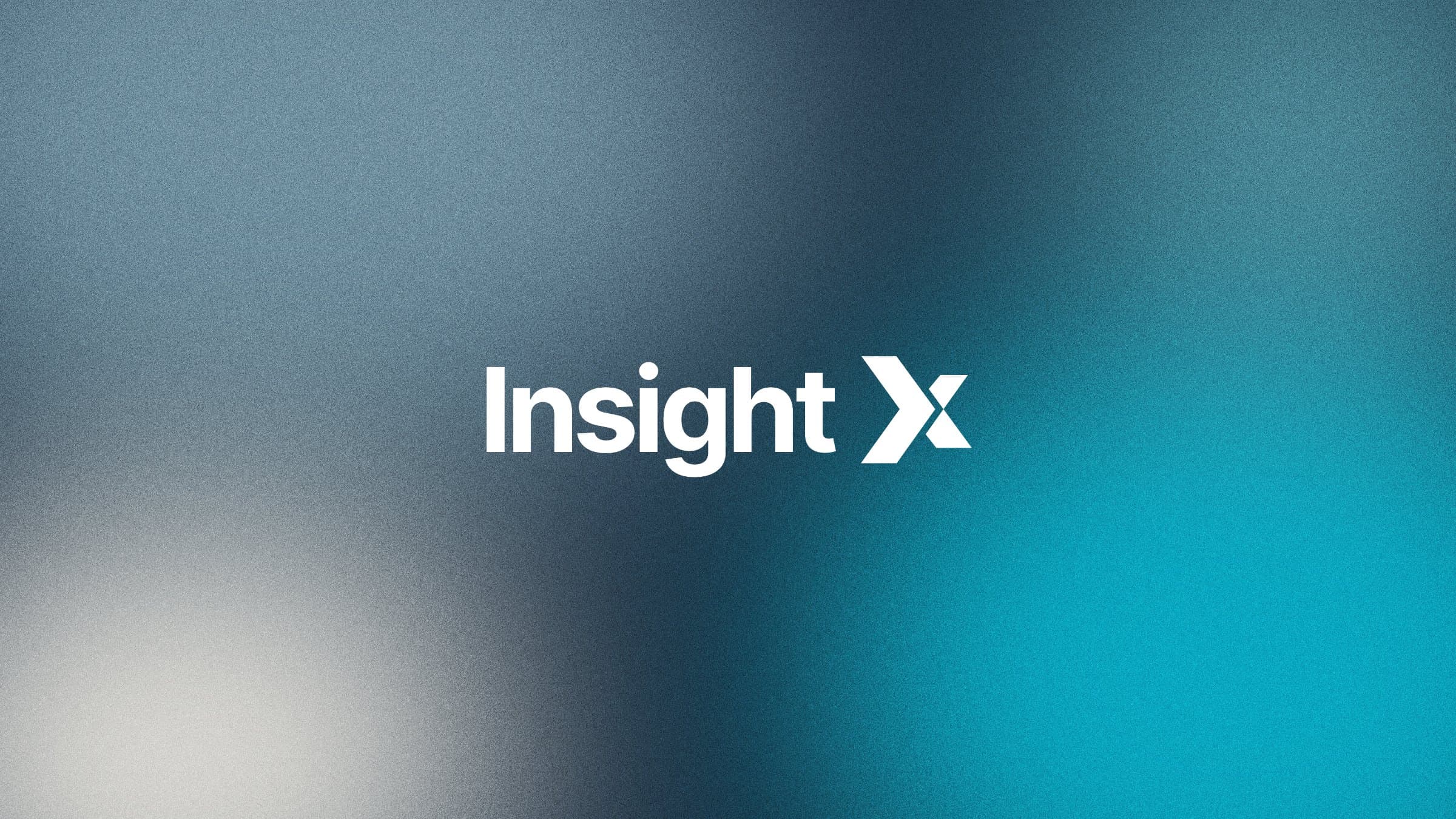 White Insight X logo on a grainy navy and teal gradient